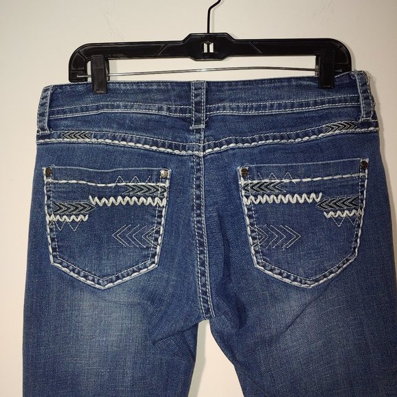 Stetson Hollywood Bootcut Jeans Embroidered Size 14 Short Blue - Picture 11 of 11